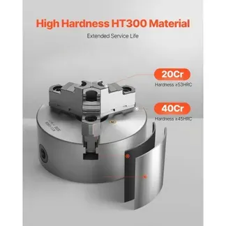 VEVOR 3-Backen-Drehfutter, φ160 mm, selbstzentrierendes Spannfutter mit 38,1-mm-8-Gewinde-Trägerplatte, 3-145 mm Spannbereich mit T-Schlüsselschrauben, HT300-Material, für Holz-Metall-Drehmaschinen VEVOR 3-Backen-Drehfutter, φ160 mm, selbstzentrierendes Spannfutter mit 38,1-mm-8-Gewinde-Trägerplatte, 3-145 mm Spannbereich mit T-Schlüsselschrauben, HT300-Material, für Holz-Metall-Drehmaschinen