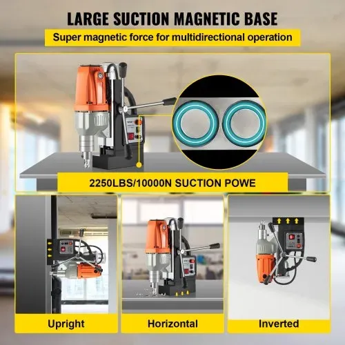 VEVOR Magnetbohrmaschine BRM35 160 x 80 mm Kernbohrungen Kernbohrmaschine Magnetic Core DrillsSicherheit Mühelos Kernbohrer Satz mit Kohlebürste Rutschfest Tragbar Dauerhaft für Stahlkonstruktiong – Bild 3