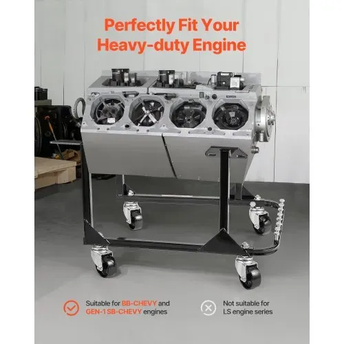VEVOR U-förmige Motorständer Motorhebewagen (340 kg belastbar), robuster Motorhalter aus Stahl mit 4 Lenkrollen & 4 Hakenpositionen, geeignet für BB-CHEVY- und GEN-1 SB-CHEVY-Motoren – Bild 5
