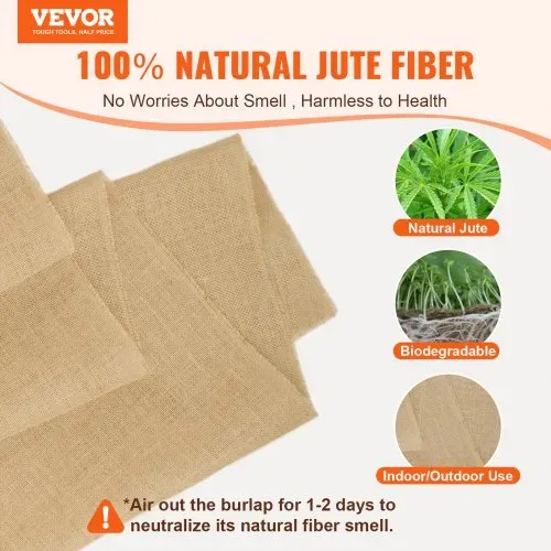 VEVOR Jute Stoff, Sackleinen-Stoffrolle, 50×50 hochdichte breite natürliche Sackleinen-Stoffrollen, 914mmx45,7m, für Dekoration, Handwerk, Hochzeit, Gartenarbeit, Pflanzen- & Baumwinterabdeckung VEVOR Jute Stoff, Sackleinen-Stoffrolle, 50×50 hochdichte breite natürliche Sackleinen-Stoffrollen, 914mmx45,7m, für Dekoration, Handwerk, Hochzeit, Gartenarbeit, Pflanzen- & Baumwinterabdeckung
