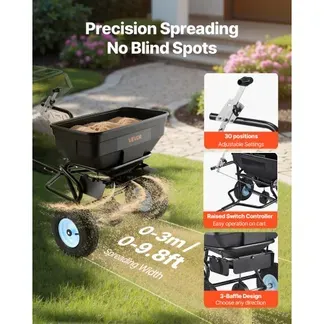 VEVOR Schleuderstreuer Anhängestreuer 59 kg Fassungsvermögen, Anhänge-/Schiebe-Gartenstreuer mit 33 cm Reifen, 30 einstellbaren Stufen & 3 m Streubreite, Streuwagen für Saatgut, Dünger, Salz VEVOR Schleuderstreuer Anhängestreuer 59 kg Fassungsvermögen, Anhänge-/Schiebe-Gartenstreuer mit 33 cm Reifen, 30 einstellbaren Stufen & 3 m Streubreite, Streuwagen für Saatgut, Dünger, Salz