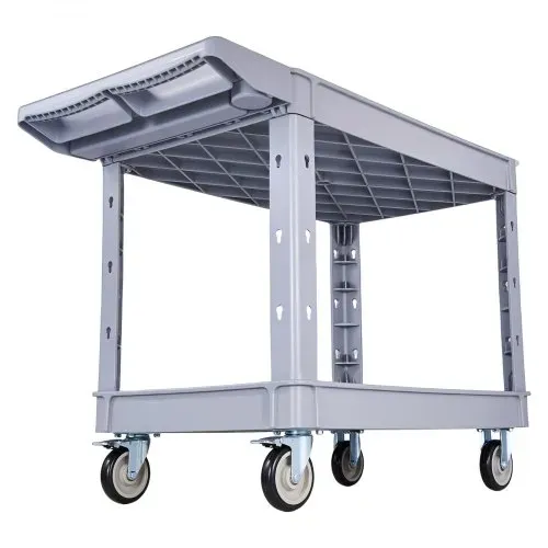 VEVOR Servicewagen Werkstattwagen Werkzeugwagen aus PP 1140x610x840 mm Grau, Rollwagen mit 250kg Tragkraft, Inkl. 2 Ebene 4 Rolle & Handgriff mit Ablagefach, Allzweckwagen für Garage Lager Werkstatt – Bild 10