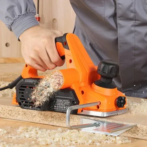 VEVOR Elektrohobel, 82 mm Schnittbreite, 650 W, 16800 U/min, Handhobel für Holz, mit einstellbarer Schnitttiefe, 2 Klingen, für Holzbearbeitung, Holzfasen, Heimwerkerarbeiten, Hobelmaschine – Bild 7