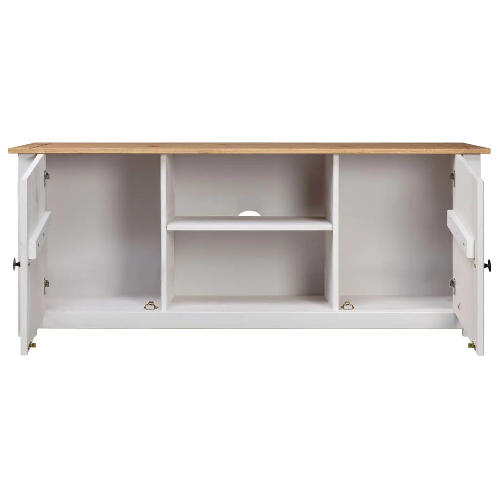 vidaXL TV-Schrank Weiß 120x40x50 cm Massivholz Panama-Kiefer – Bild 3