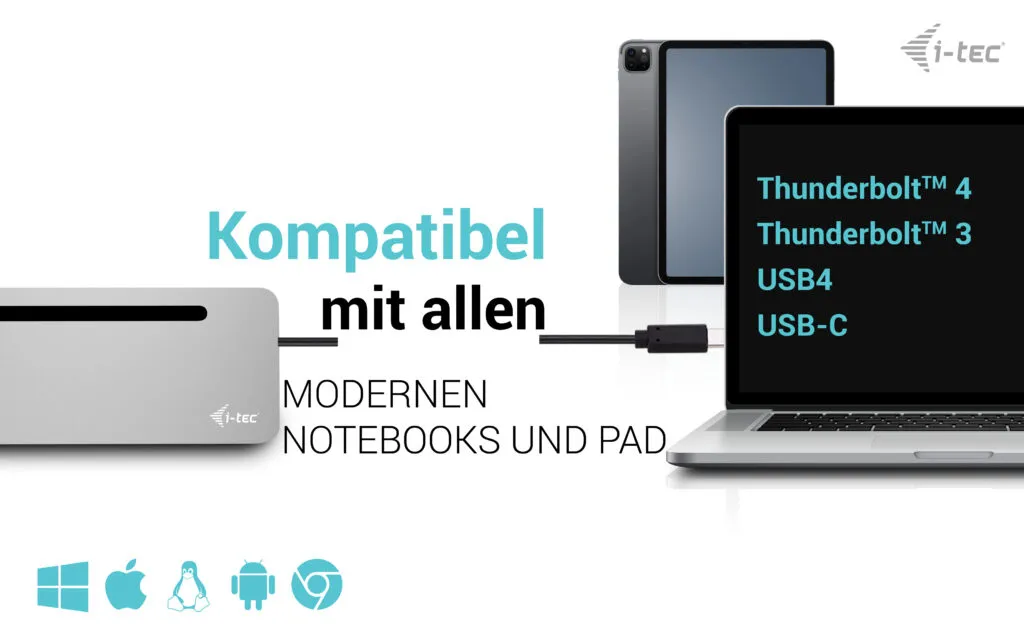 i-tec USB-C Metal Ergonomic 3x 4K Display Docking Station + Power Delivery 100 W – Bild 4