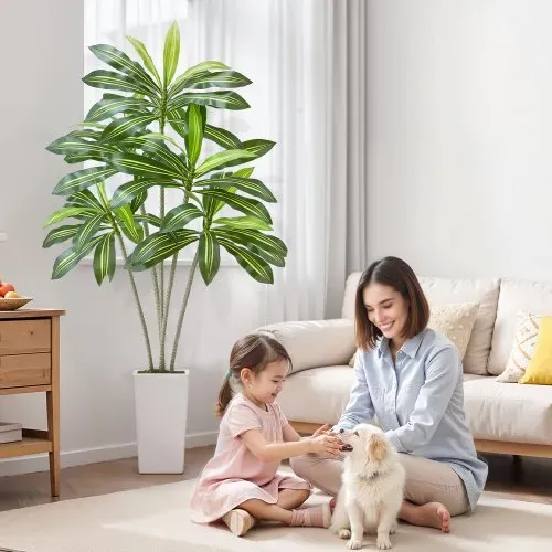VEVOR Künstlicher Dracaena-Baum, 1,8 m, Drachenbaum, tropische Pflanzen mit weißem, hohem Pflanzgefäß, Kunstseidenpflanze im Topf, große Bäume für Veranden, Wohnzimmer, Terrassen Zuhause, Büro – Bild 7