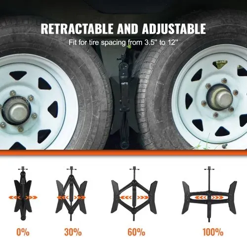VEVOR Camper-Unterlegkeile-Stabilisator, robuster H-förmiger RV-Reifenblockierkeil, integrierter Schraubenschlüssel passend für 3,5" bis 12" Reifenfreiheit, 2 Sätze Camper-Unterlegkeile mit Ratschenschlüssel für Wohnmobil-Reiseanhänger – Bild 2