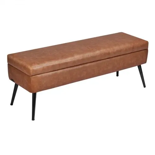 VEVOR Sitzbank Ottomane (40 x 120 x 45 cm) aus PU-Leder mit Metallbeinen & Stauraum, gepolsterte Schuhbank mit 300 kg Tragkraft, moderne Bettbank Schlafzimmerbank für Wohnzimmer Esszimmer Braun – Bild 9