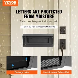VEVOR Mauerdurchwurf Briefkasten, robuster Stahl-Einbaubriefkasten für Türen mit einer Stärke von 43 mm, Durchwurfbriefkasten inkl. 2 Schlüssel, 304 x 106 x 405 mm Briefkasten, Schwarz VEVOR Mauerdurchwurf Briefkasten, robuster Stahl-Einbaubriefkasten für Türen mit einer Stärke von 43 mm, Durchwurfbriefkasten inkl. 2 Schlüssel, 304 x 106 x 405 mm Briefkasten, Schwarz