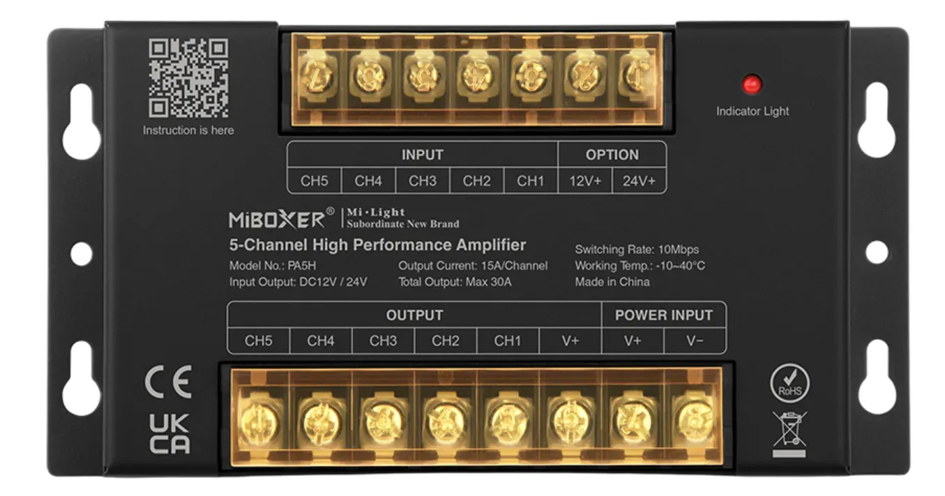 MiBoxer PA5H 5-Kanal LED Signalverstärker 30A MiBoxer PA5H 5-Kanal LED Signalverstärker 30A