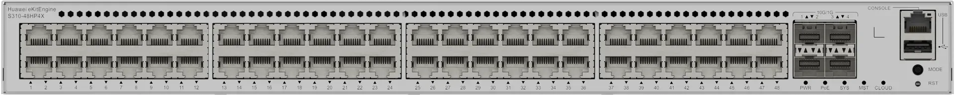 Huawei Switch full managed L2+ 52 Port • 48x GbE • PoE Budget 864W • 48x PoE at • 4x SFP+ • 19" • iStack • S310-48HP4X • eKit – Bild 2