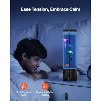 VEVOR Lavalampe 382 mm schwimmende Quallen-Blasenlichtlampe, 16 Farbwechsel-Lichteffekte, Bluetooth-Lautsprecher, Stimmungslampe, Aquarium Nachtlicht für Schlafzimmer, Wohnzimmer, Heimdekoration VEVOR Lavalampe 382 mm schwimmende Quallen-Blasenlichtlampe, 16 Farbwechsel-Lichteffekte, Bluetooth-Lautsprecher, Stimmungslampe, Aquarium Nachtlicht für Schlafzimmer, Wohnzimmer, Heimdekoration
