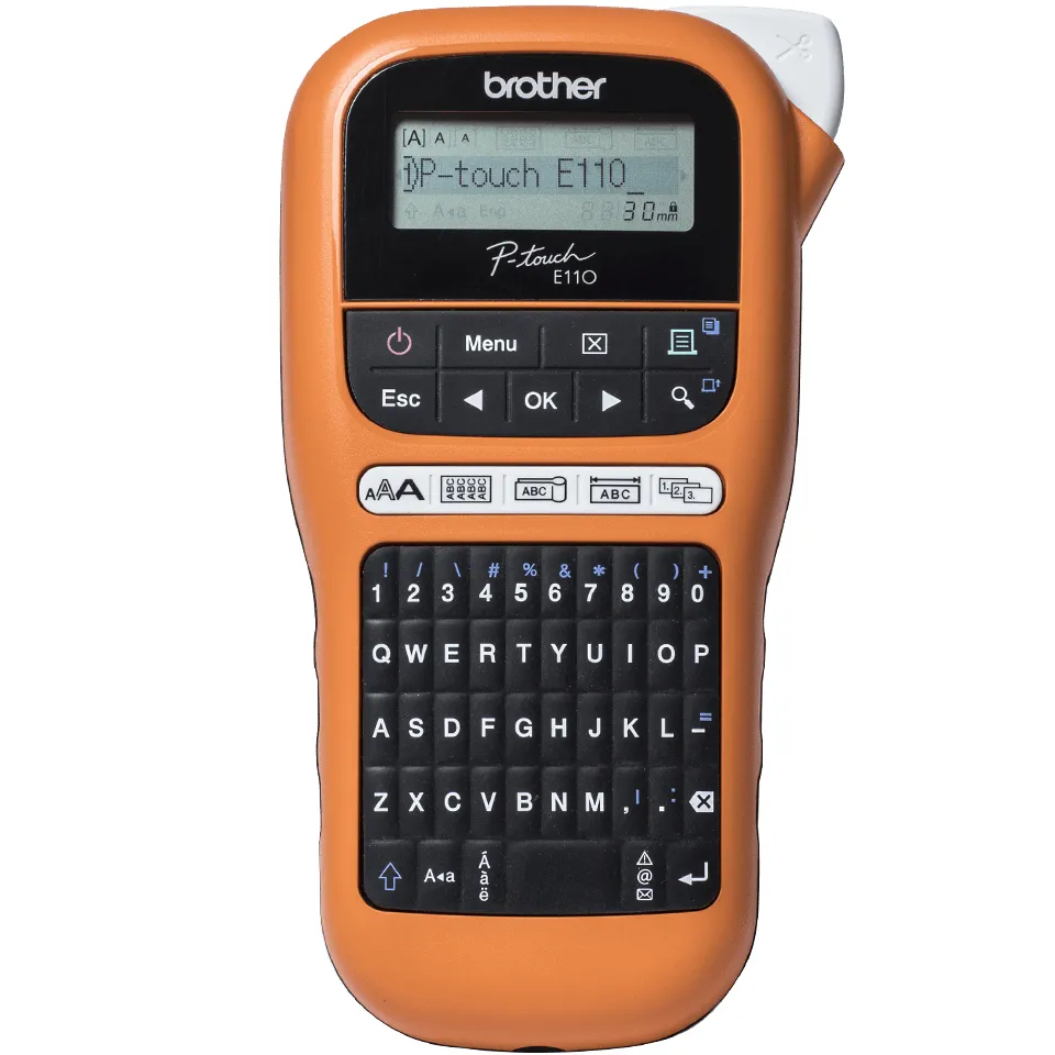 Brother PT-E110 Etikettendrucker Wärmeübertragung 180 x 180 DPI 20 mm/sek HGe/TZe QWERTY Brother PT-E110 Etikettendrucker Wärmeübertragung 180 x 180 DPI 20 mm/sek HGe/TZe QWERTY