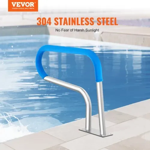 VEVOR Pool-Handlauf, 805 x 100 x 585 mm, Pooleinstieg Edelstahl mit Grundplatte für Innen-/Außenpools, Einstieghilfe für Schwimmbäder, rostfreier Haltegriff mit Griffabdeckung & Zubehör für Spas VEVOR Pool-Handlauf, 805 x 100 x 585 mm, Pooleinstieg Edelstahl mit Grundplatte für Innen-/Außenpools, Einstieghilfe für Schwimmbäder, rostfreier Haltegriff mit Griffabdeckung & Zubehör für Spas