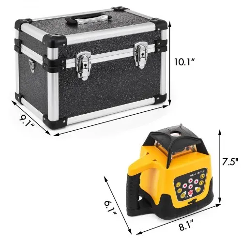 VEVOR Rot Professional Rotationslaser max. Arbeitsbereich 100 m, 360 Rotary Laser Level Wasser- und staubdicht außenbereich Arbeitszeit 20 Stunden in Handwerkerkoffer 2 kg Fernbedienung Yellow Shell – Bild 7