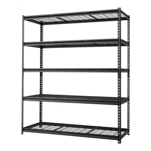 VEVOR Lagerregal 5-Stöckig Drahtregal 1526x612x1813mm mit 1631kg Tragkraft, Gitterregal für Lager Garage Keller & Werkstatt, Stahlkonstruktion, Regalböden Höhenverstellbar, Drahtgitterpaneele, Schwarz – Bild 8