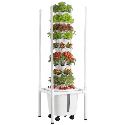 VEVOR Hydroponischer Turm 45 Pods, Hydrotower 9 Ebenen, Hydroponik-Anbausystem mit LED-Pflanzenlampe, App-Steuerung & Rädern, 20-L-Wassertank & Pumpe, Hydroponic Tower für Kräuter, Obst & Gemüse VEVOR Hydroponischer Turm 45 Pods, Hydrotower 9 Ebenen, Hydroponik-Anbausystem mit LED-Pflanzenlampe, App-Steuerung & Rädern, 20-L-Wassertank & Pumpe, Hydroponic Tower für Kräuter, Obst & Gemüse