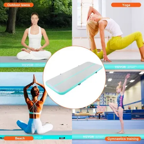 VEVOR Gymnastik-Luftmatte 10 cm Dick Aufblasbare Gymnastik-Tumbling-Matte, Tumbling-Bahn mit Elektrischer Pumpe, Trainingsmatten für den Heimgebrauch/Fitnessstudio /Yoga/Cheerleading/Strand/Park Grün – Bild 5