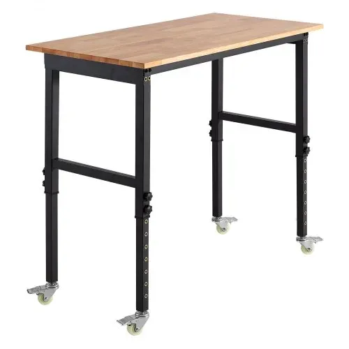 VEVOR Werkbank, 680 kg, Werkstatttisch mit Rolle, 122x60 cm große Arbeitsplatte aus Eichenholz, Arbeitstisch mit Höhenverstellung von 725-1075 mm, Werktisch für Garage, Werkstatt, Zuhause & Büro – Bild 8