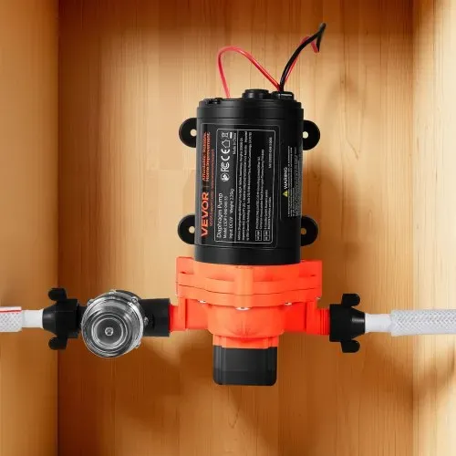 VEVOR Membranpumpe, 12 V DC, 15,1 L/min, selbstansaugende 3-Kammer-Membranwasserpumpe mit automatischem Druckschalter, 2,75 bar Druck, für Wohnmobil, Wohnwagen, Schiff, Yacht, Autowäsche – Bild 7