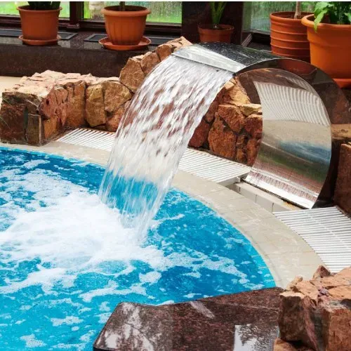 VEVOR Schwalldusche Pool 30 x 60 x 45 cm Schwallbrause, Grau Pool Wasserschwall, Edelstahl Schwimmbad Poolfontäne, Gartenteich Dekoration Brunnen, Konstanter Wasserfluss, Gebogenes Design – Bild 7