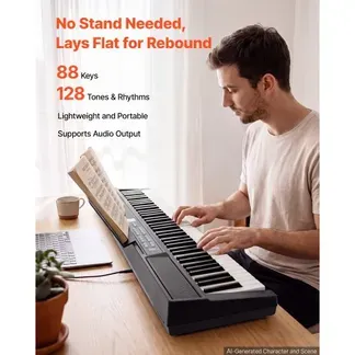 VEVOR Digitalpiano 88 Tasten Halbgewichtet E-Piano Elektronisches Keyboard Geeignet für Anfänger und Fortgeschrittene, 128 Klänge und Rhythmen, HiFi-Stereolautsprecher, Pedal, Notenablage, USB/MIDI VEVOR Digitalpiano 88 Tasten Halbgewichtet E-Piano Elektronisches Keyboard Geeignet für Anfänger und Fortgeschrittene, 128 Klänge und Rhythmen, HiFi-Stereolautsprecher, Pedal, Notenablage, USB/MIDI