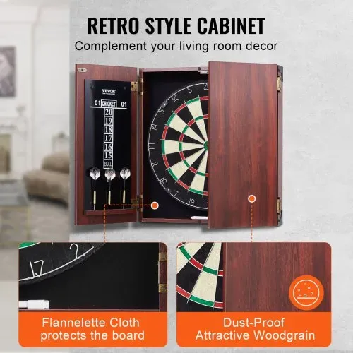 VEVOR Dartboard- und Schrankset Dartboard-Schrank in offizieller Größe, Dartscheibe 45 x 3,8 cm versteckbarer Dartschrank mit Stahlspitzen, komplett mit sämtlichem Zubehör, für Cricket-Spiele – Bild 4