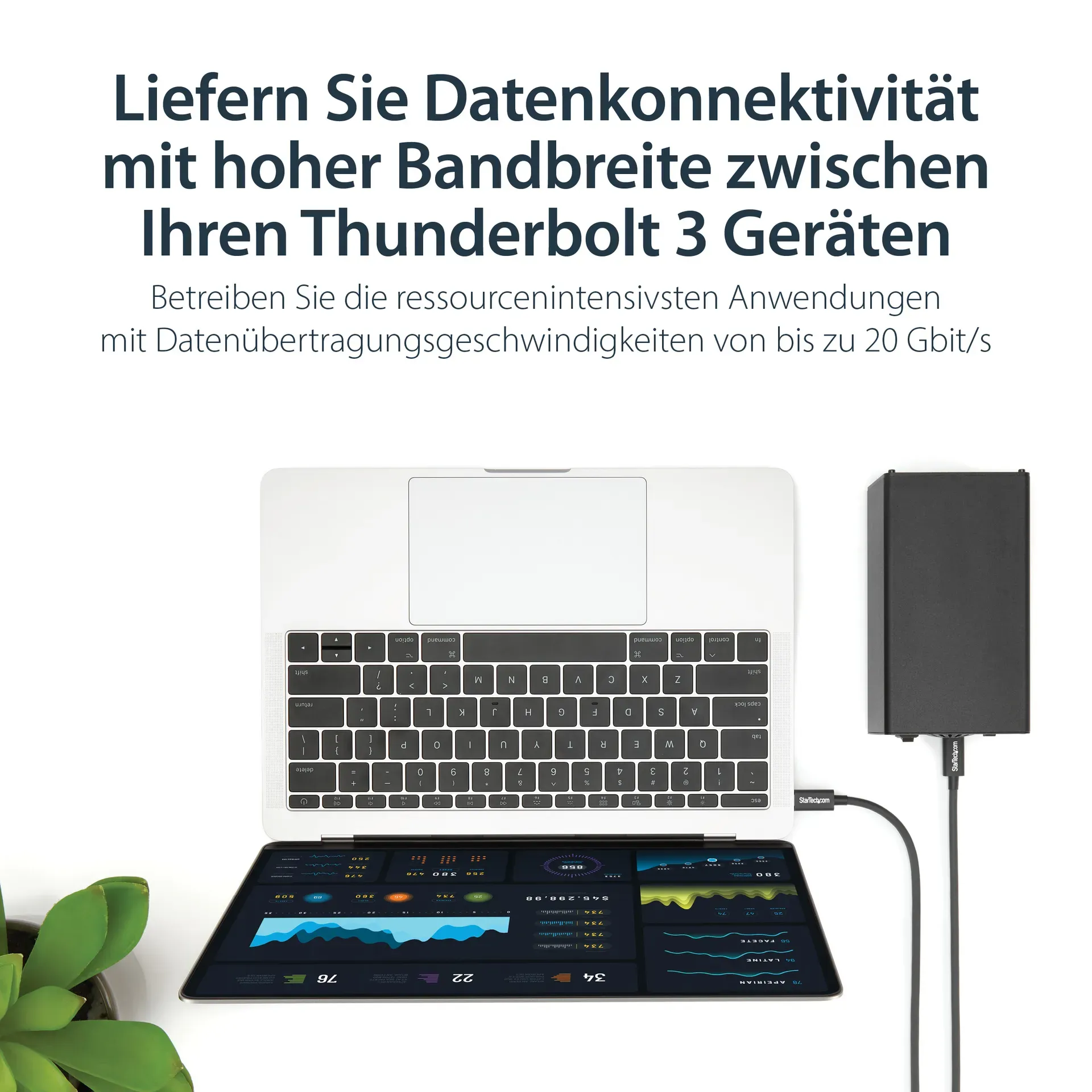 StarTech.com 1m Passives Thunderbolt 3 Kabel, 20Gbps, 100W PD, 4K Video, Thunderbolt Kabel, Kompatibel mit USB4/DP Alt Mode, Thunderbolt 4, USB 3.2/Typ-C – Bild 7