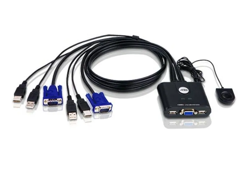 ATEN 2-Port-USB-VGA-Kabel-KVM-Switch mit Remote-Port-Wähler ATEN 2-Port-USB-VGA-Kabel-KVM-Switch mit Remote-Port-Wähler