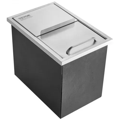 VEVOR 26,7 L Drop-in-Eisbox, 456 x 304 x 371 mm Edelstahl-Eiskühler, Kommerzieller Eisbehälter mit Schiebedeckel, Eingebaute Eisspeichertruhe, Abflussrohr & Ablassstopfen im Lieferumfang Enthalten – Bild 10
