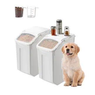 VEVOR Reis-Aufbewahrungsbehälter Vorratsdosen 2 Stk. Hundefutterspender, 2 x 20 L Behälter für Küchenzutaten Getreide Müsli Mehl, Tierfutterbehälter mit Rädern Messbecher luftdichter Deckel VEVOR Reis-Aufbewahrungsbehälter Vorratsdosen 2 Stk. Hundefutterspender, 2 x 20 L Behälter für Küchenzutaten Getreide Müsli Mehl, Tierfutterbehälter mit Rädern Messbecher luftdichter Deckel