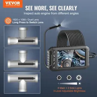 VEVOR Endoskopkamera mit Licht, Industrie-Endoskop mit Dreifachlinse, 5-Zoll-Bildschirm, 1080P-Inspektionskamera, 8 + 2 Lichter, IP67 wasserdichte Schlangenkamera für Autos, Sanitäranlagen (5 m Kabel, 32 GB Karte) VEVOR Endoskopkamera mit Licht, Industrie-Endoskop mit Dreifachlinse, 5-Zoll-Bildschirm, 1080P-Inspektionskamera, 8 + 2 Lichter, IP67 wasserdichte Schlangenkamera für Autos, Sanitäranlagen (5 m Kabel, 32 GB Karte)