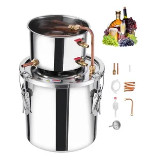 VEVOR Alkoholdestillieranlage, 3 Gal / 11,4 L Edelstahl Wasseralkoholdestillieranlage mit Kupferspule, Heimbrau-Raffinations-Gärungsset mit Thermometer, für Wein Whisky Brandy Silber VEVOR Alkoholdestillieranlage, 3 Gal / 11,4 L Edelstahl Wasseralkoholdestillieranlage mit Kupferspule, Heimbrau-Raffinations-Gärungsset mit Thermometer, für Wein Whisky Brandy Silber