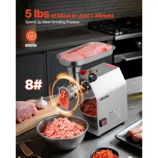 VEVOR elektrischer Fleischwolf mit 2,3 kg/min Kapazität, industrieller 600 W Tisch-Fleischwolf mit Klinge & Mahlplatte, Wurstmaschine, kommerzieller Fleischwolf aus Edelstahl für Küche Restaurant VEVOR elektrischer Fleischwolf mit 2,3 kg/min Kapazität, industrieller 600 W Tisch-Fleischwolf mit Klinge & Mahlplatte, Wurstmaschine, kommerzieller Fleischwolf aus Edelstahl für Küche Restaurant