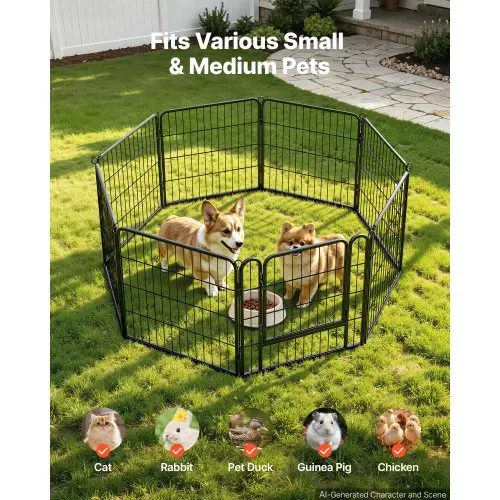 VEVOR Welpenauslauf Welpenfreigehege Laufgitter Welpenzaun 61cm 8-tlg., Spielplatz für Kleine Hunde Katzen & Andere Kleintiere Faltbar Durch die Verschiedenen Formen Vielfältig Einsetzbar – Bild 3
