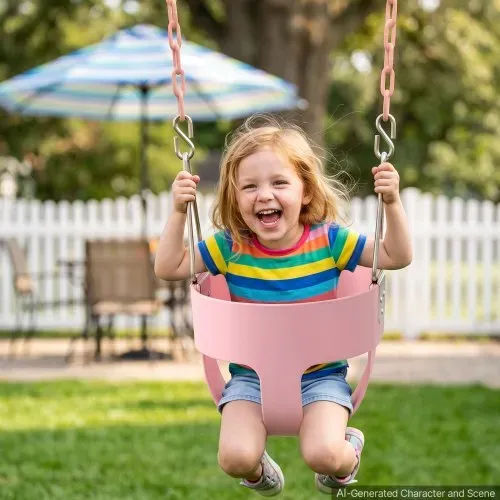 VEVOR Kinderschaukel 136 kg Schaukel Hohe Rückenlehne Vollschalensitz Pink, für Spielplätze im Garten & Indoor, Beschichtete Ketten & Karabiner, Komplett Montierter Sitz für Kinder ab 3 Jahren, CE/CPC – Bild 7