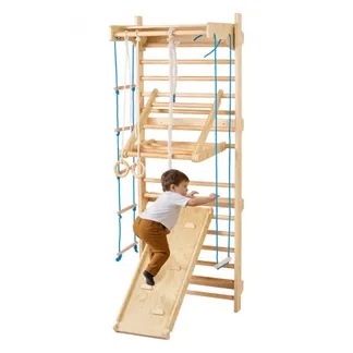 VEVOR schwedisches Leiterwand, 8 in 1 15-stufiges Indoor-Klettergerüst, 100 kg belastbares Wand-Stangen-Kletterspielset mit Wandleiter Rutschbrett Klimmzugstange Turnringen Schaukelsitz Strickleiter VEVOR schwedisches Leiterwand, 8 in 1 15-stufiges Indoor-Klettergerüst, 100 kg belastbares Wand-Stangen-Kletterspielset mit Wandleiter Rutschbrett Klimmzugstange Turnringen Schaukelsitz Strickleiter
