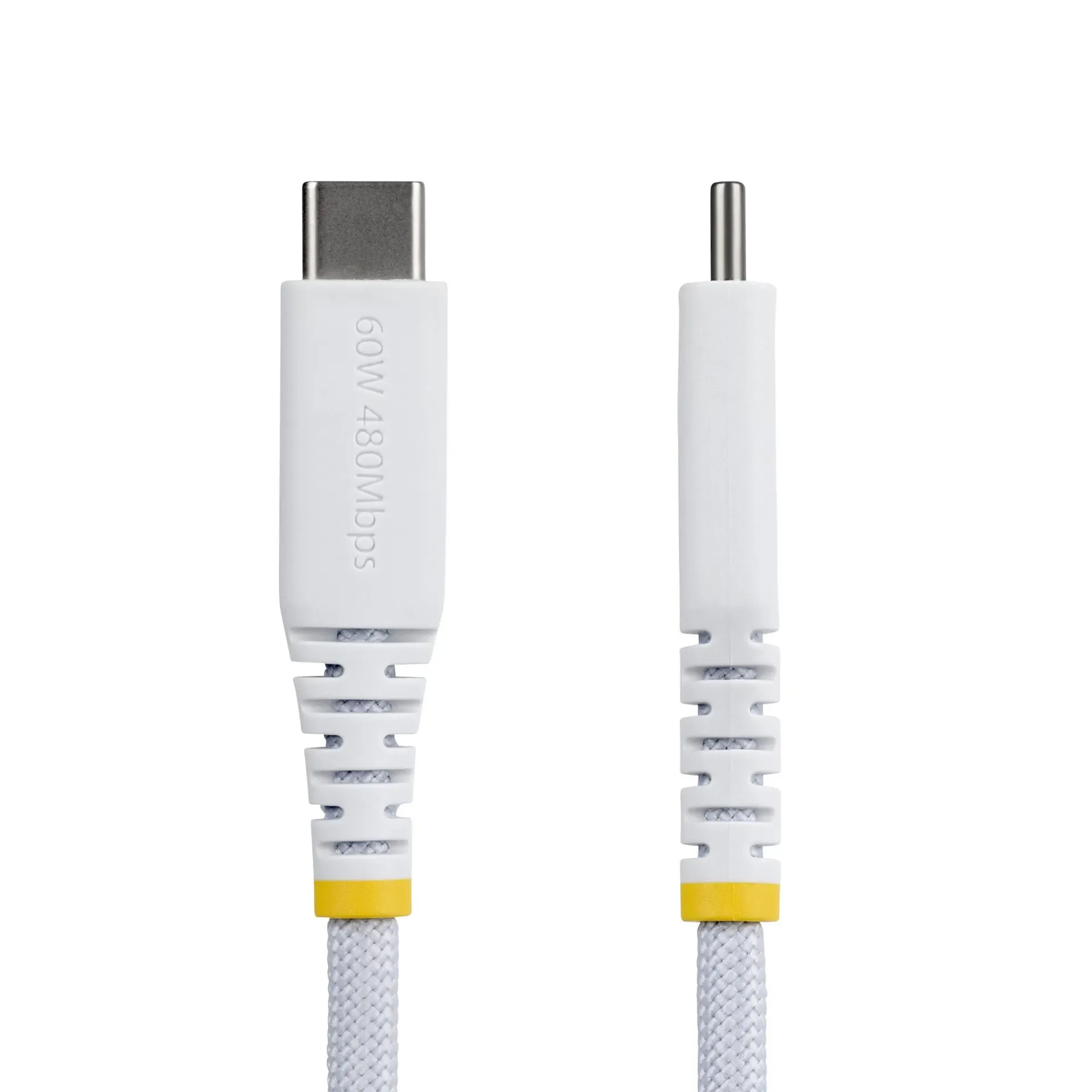 StarTech.com 1m Weißes USB-C Ladekabel, 60W (3A) PD, Zweischichtige Geflochtene Nylon/TPE-Hülle, Robustes USBC Laptop / Handy Ladekabel, USB 2.0 Datenkabel – Bild 2