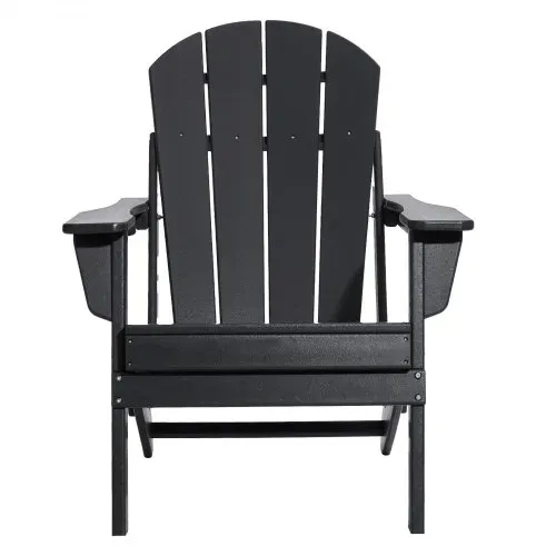 VEVOR Adirondack-Stuhl aus Kunststoff, 2er-Set, wetterfest, tragbar, klappbar, Feuerstellenstuhl, Adirondack-Terrassenstuhl für den Außenbereich mit Getränkehalter, mit entspannender Armlehne, ergonomisch, für Garten, Hinterhof – Schwarz – Bild 8