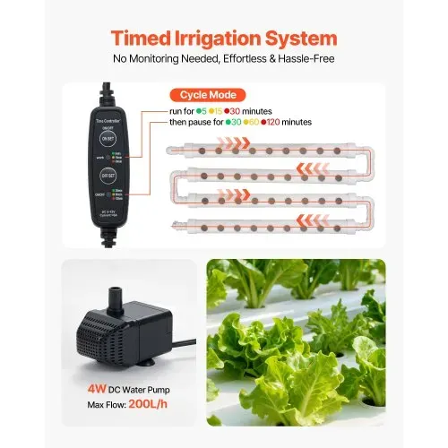 VEVOR Hydroponisches Pflanzensystem, 3-Ebenen, 108 Steckplätze, UPVC-Rohr-Anbausystem mit Zeitschaltuhr, Hydroponik Turm, Anzucht Set, Hydroponic Grow Kit für Gemüse, Obst & Kräuter, Weiß – Bild 3