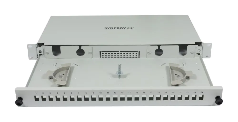 LWL-Patchpanel für 24xLC-Duplex-Buchsen, 19"/1HE, ohne LC-Kupplungen, Lichtgrau, Synergy 21, – Bild 6