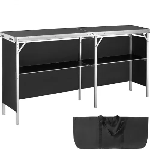 VEVOR Tragbare Messetheke Messetresen, 198 × 38,5 × 88 cm Messestand Ausstellungs-Thekenständer, Faltbarer Promotion-Bartisch Promotiontheke, Rezeptio mit Aufbewahrungsregal, Tragetasche, Schwarz VEVOR Tragbare Messetheke Messetresen, 198 × 38,5 × 88 cm Messestand Ausstellungs-Thekenständer, Faltbarer Promotion-Bartisch Promotiontheke, Rezeptio mit Aufbewahrungsregal, Tragetasche, Schwarz