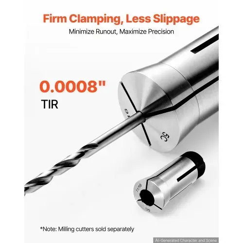 VEVOR 5C Spannzangen Set 1/8"-1" 15-tlg Präzisions-Rundspannzangen Typ 385E, für Fräsmaschinen & Bohrmaschinen, 0,0008" Rundlaufgenauigkeit, Drehfutterwerkzeug mit Koffer, Gehärtet & Geschliffen, Stahl – Bild 3