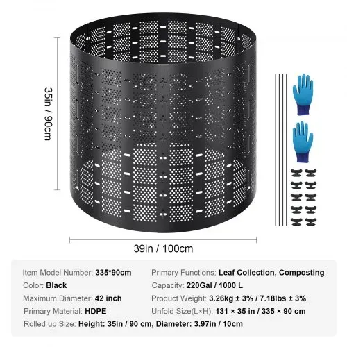 VEVOR Schnellkomposter 1000L Gartenkomposter 90x100cm Thermokomposter HDPE-Kunststoff Kompostierer korrosionsbeständig hitzebeständig Kompostbehälter Kompostierung für Reduzierung des Hausmülls – Bild 6