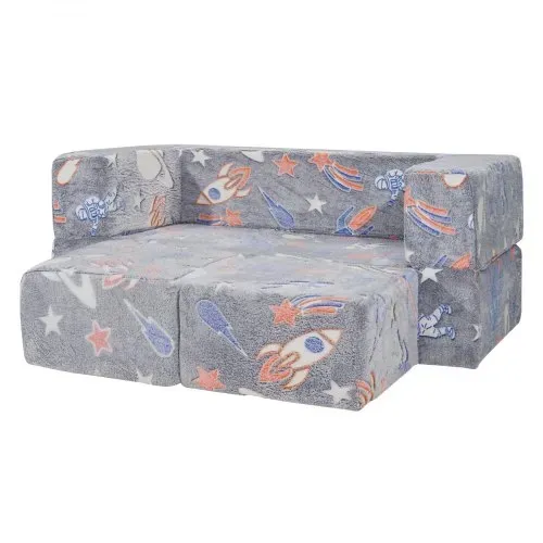 VEVOR Spielsofa Kindersofa aus 25D-Schaum Bausteine 10-teilig, Kinderspielsofa mit abnehmbarem Bezug 90 kg belastbarer Kindercouch, umwandelbares Kindersofa Spielzimmermöbel im Dunkeln Leuchten – Bild 9