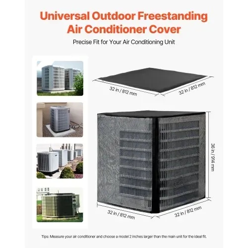 VEVOR Klimaanlagenabdeckung, 812 x 812 x 914 mm, Schutzabdeckung, zweilagig, Schutzhülle, abnehmbares Dach, wasserdichtes Polyester, universeller HVAC-Schutz für Außenklimaanlagen, schwarz VEVOR Klimaanlagenabdeckung, 812 x 812 x 914 mm, Schutzabdeckung, zweilagig, Schutzhülle, abnehmbares Dach, wasserdichtes Polyester, universeller HVAC-Schutz für Außenklimaanlagen, schwarz
