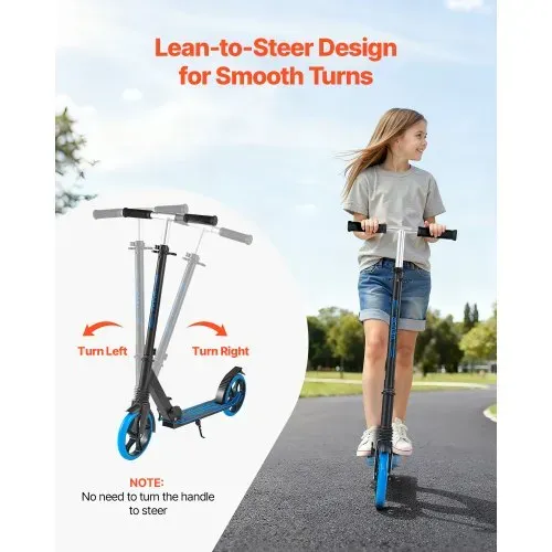 VEVOR Scooter (2 Räder) für Kinder ab 8 Jahren, Cityroller Kinderroller Straßenroller mit höhenverstellbarem Lenker & rutschfestem Deck & faltbarem Rahmen, Tretroller bis zu 100 kg, blau – Bild 3