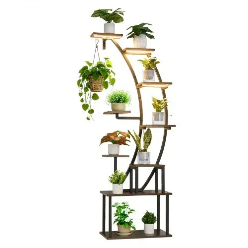 VEVOR Pflanzenständer mit Wachstumslicht, Blumentreppe mit 9 Ebenen, Blumenständer aus Metall, 3 Timer- & 10 Helligkeitsstufen, Blumenregal für die Dekoration von Wohnzimmer & Balkon, 62x28x160 cm – Bild 10