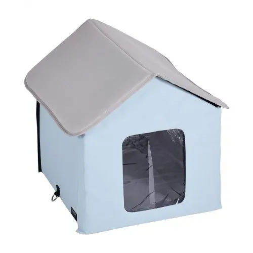 VEVOR Katzenhütte 47x42x47 cm, Katzenhaus, Katzenhöhle, Katzenunterschlupf aus 600D Oxford-Gewebe mit Beheiztem Kissen, Temperaturerhöhung bis 20 °C, für den Winter, Blau (klein) – Bild 9