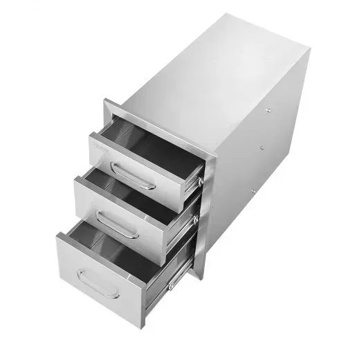 VEVOR Outdoor-Küchenschubladen, Unterputz-Grillschubladen aus Edelstahl mit dreifachem Zugriff und Griff, Grillinselschubladen für Außenküchen oder Terrassen-Grillstationen 356 x 516 x 588 mm – Bild 9
